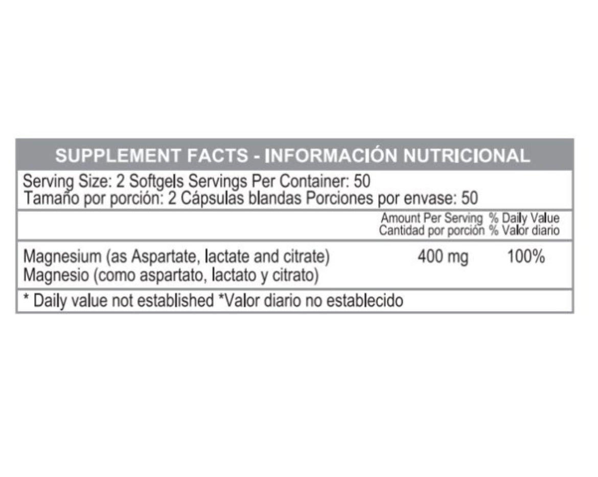 Super Magnesio 400 MG 100 Cápsulas