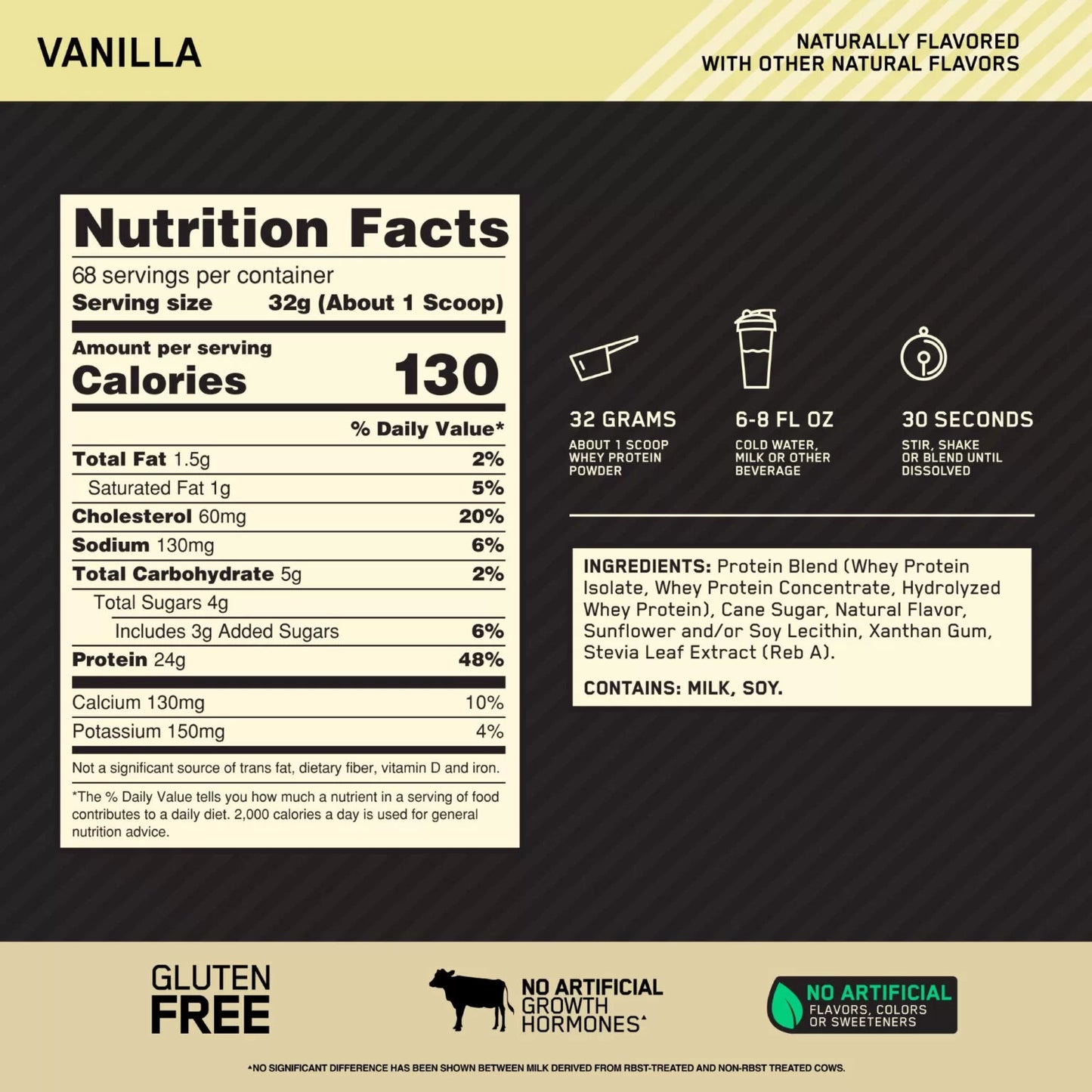 Gold Standard 100% Whey Vainilla 4.8 LB Naturally Flavored