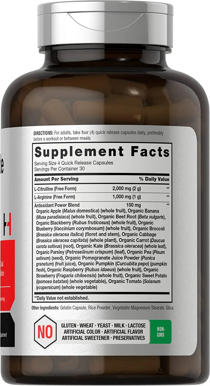 Oxido Nítrico L-arginina L- Citrulina 3000mg | 120 Caps