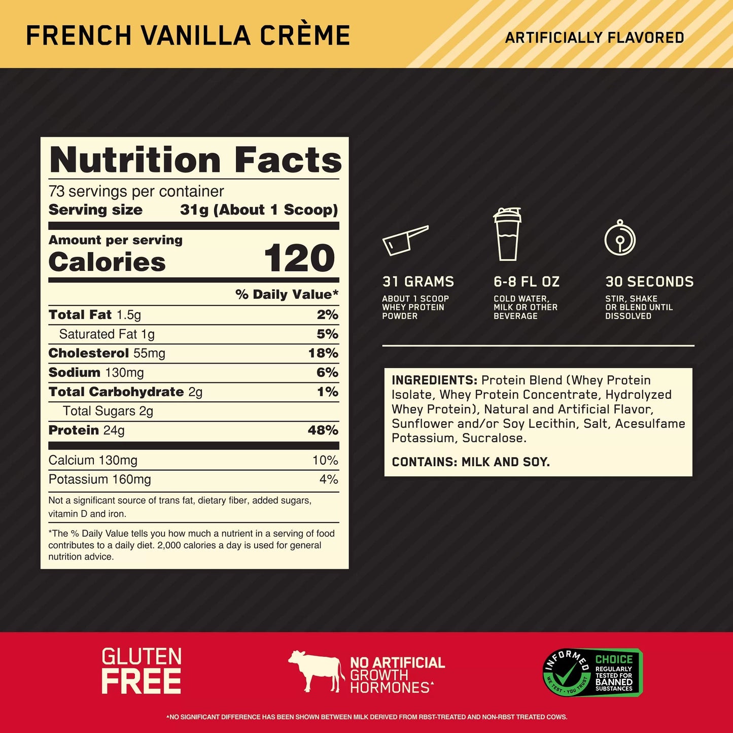 Gold Standard 100% Whey 5 LB Optimum Nutrition Vainilla